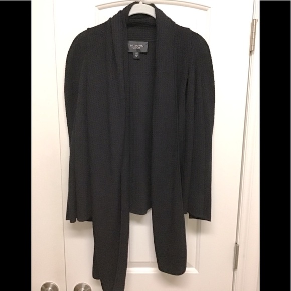 St John Caviar Black Label Textured Black Cardigan S - Picture 4 of 7